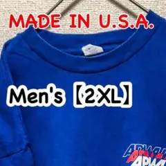 HN69【アメリカ製】半袖Tシャツ【メンズ2XL】ブルー　Made in USA