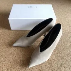 セリーヌ⭐︎パンプス⭐︎フィービー CELINE / セリーヌ | フィービー期 レザー ラウンドトゥ ウッド