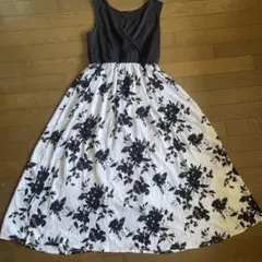 フラワープリント ノースリーブ ロングワンピース M