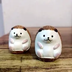 ハリネズミ 置き物 2つ ガーデンマスコット