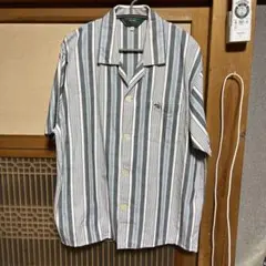 ヴィンテージ アーノルドパーマー ストライプ 半袖シャツ　グレー　水色　M（大）