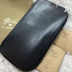 美品 大容量 高級感 イルビゾンテ ラウンドジップ ブラック 長財布 ロゴ刻印