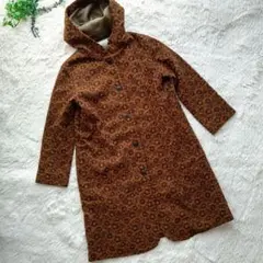 サリースコット 花柄刺繍 ウールコート フーディ