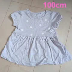 花柄ラベンダーカラーTシャツ 100cm