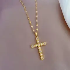 クロス 大人気✨ サージカルステンレス ジルコニアダイヤ ネックレス ゴールド