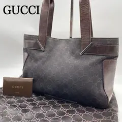 大人気✨美品✨GUCCI トートバッグ GGキャンバス×レザー ロゴプレート