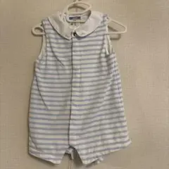 水色と白のストライプ 襟付きロンパース　jacadi 18month 81cm