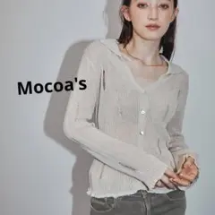 MOCOA'S ベージュ 2wayダメージニットトップス