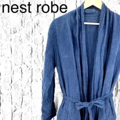 nest Robe ネストローブ リネン 100% ガウンワンピース ネイビー