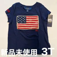【新品未使用】ポロラルフローレン　ネイビー アメリカ国旗 Tシャツ 3T 女児