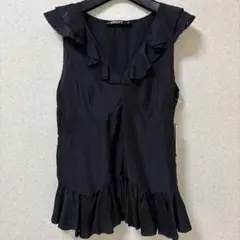 新品　DKNY ブラック フリルノースリーブ 4