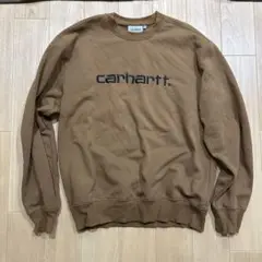 carhartt ブラウン ロゴ入り スウェット
