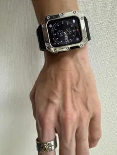 アップルウォッチ カバーケース バンドラバー 黒色　軽量 時計 高級感