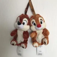 値下げ　タグ付き　チップとデールのぬいぐるみポーチ　ディズニーランド