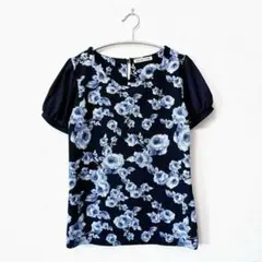 美品 ブラウス HEALTHY KAREN ヘルシーカレン【L】花柄ネイビー