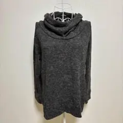 ⚫︎タートルネック起毛カットソー（L）グレー　ゆったりサイズ　大人カジュアル