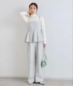 【新品タグ付き】ベアトップオールインワン ライトグレー ラブティックボンボン