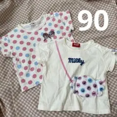 バースデイ　ミルキー　白　ピンク　ペコちゃん　90 トップス　Tシャツ