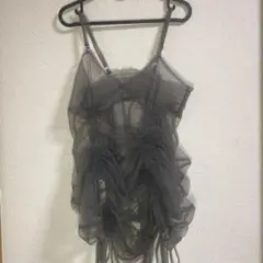 シースルー グレー キャミソール ギャザー入り