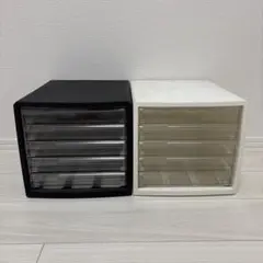A4レターケース 引出し付き 5段 白 黒 2色セット