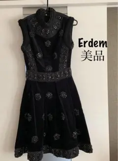 Erdem アーデム ワンピース ビジュー ブラック 異素材ミックス ベロア