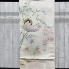 金彩で竹取物語や狐の嫁入りが描かれた袋帯 童話 着物