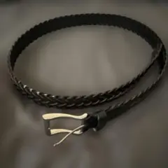 レザー編み込みベルト　黒
