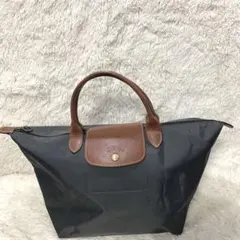 ロンシャン プリアージュ グレー トートバッグ ナイロン レザー