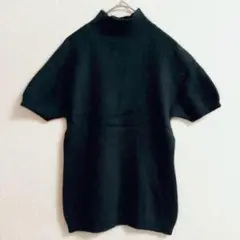 s0557【マーベローズ】ハイネック半袖ニットセーター 小さめ ウールアンゴラ混