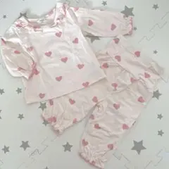 美品☆ハート柄フリル付きベビーパジャマ