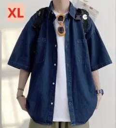 半袖デニムシャツ　XLサイズ　ブルー　韓国　大人気　流行り