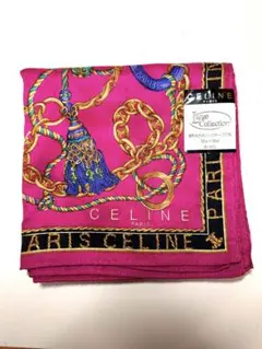 未使用品 ★CELINE★ ハンカチ 大判 マカダム タッセル リング ピンク