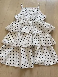 ドット　ノースリーブワンピース　120 白