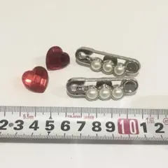 クロックス用デコパーツ　ハート　パール付きピン