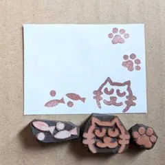 消しゴムはんこ　ねこのフレームセット