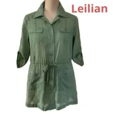 レリアン⭐️ Leilian⭐️シアーシャツ⭐️ブラウス⭐️ボタンシャツ⭐️M⭐️カーキ⭐️
