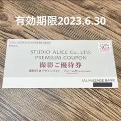 スタジオアリス 撮影ご優待券 撮影無料券
