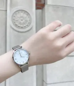 リアクレア 32mm シルバーメッシュ アナログ腕時計