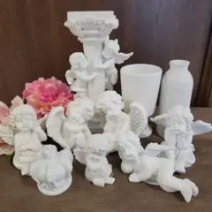 アンティーク天使像セット 陶器製