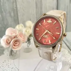 【美品】vivienne ヴィヴィアン 腕時計 ラインストーン オレンジ