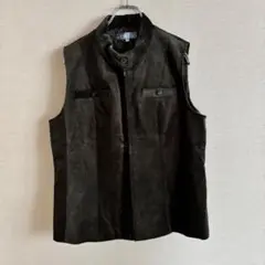 remalon ジップアップベスト　ダークグリーン　コットン×レーヨン