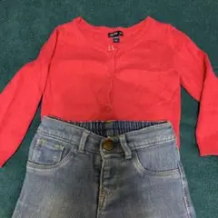 babyGap コーラルピンク カーディガン 80とジーパンセット