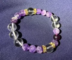 天然石　水晶　アメジスト　パワーストーン・アクセサリー・ブレスレット・新品・美品
