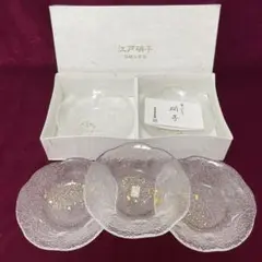 江戸硝子　金彩あわ雪　金箔　ガラス小鉢　5枚セット　銘々皿　輪花皿　デザート皿