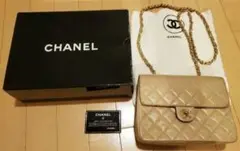 【 ヴィンテージ CHANEL シャネル】 ミニマトラッセ ベージュ ラムスキン