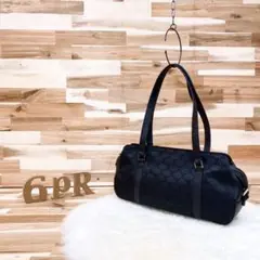 大人オシャレ【ロベルタディカメリーノ】総柄ハンドバッグ地模様ロゴ上品 黒ブラック