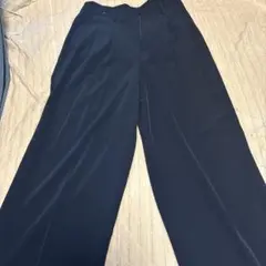 UNIQLO 春夏用レディースL ダークネイビー ワイドパンツ ストレッチ