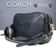 ✨極美品♣コーチ☆ショルダーバッグ／カメラバッグ 馬車ロゴ 型押し 2室仕様　黒