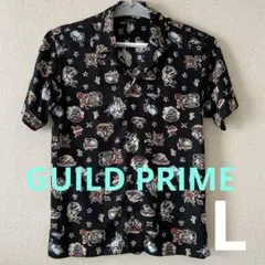 GUILD PRIME 半袖アロハシャツ 黒　 人魚　帆船　シャーク