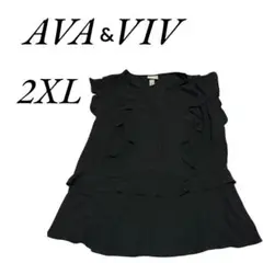 大きいサイズ‼️AVA & VIV ブラックノースリーブチュニック 2XL フリル